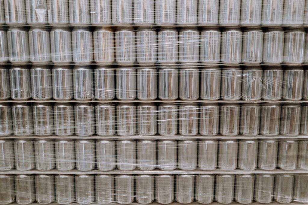 Silver Cans in Close Up Shot